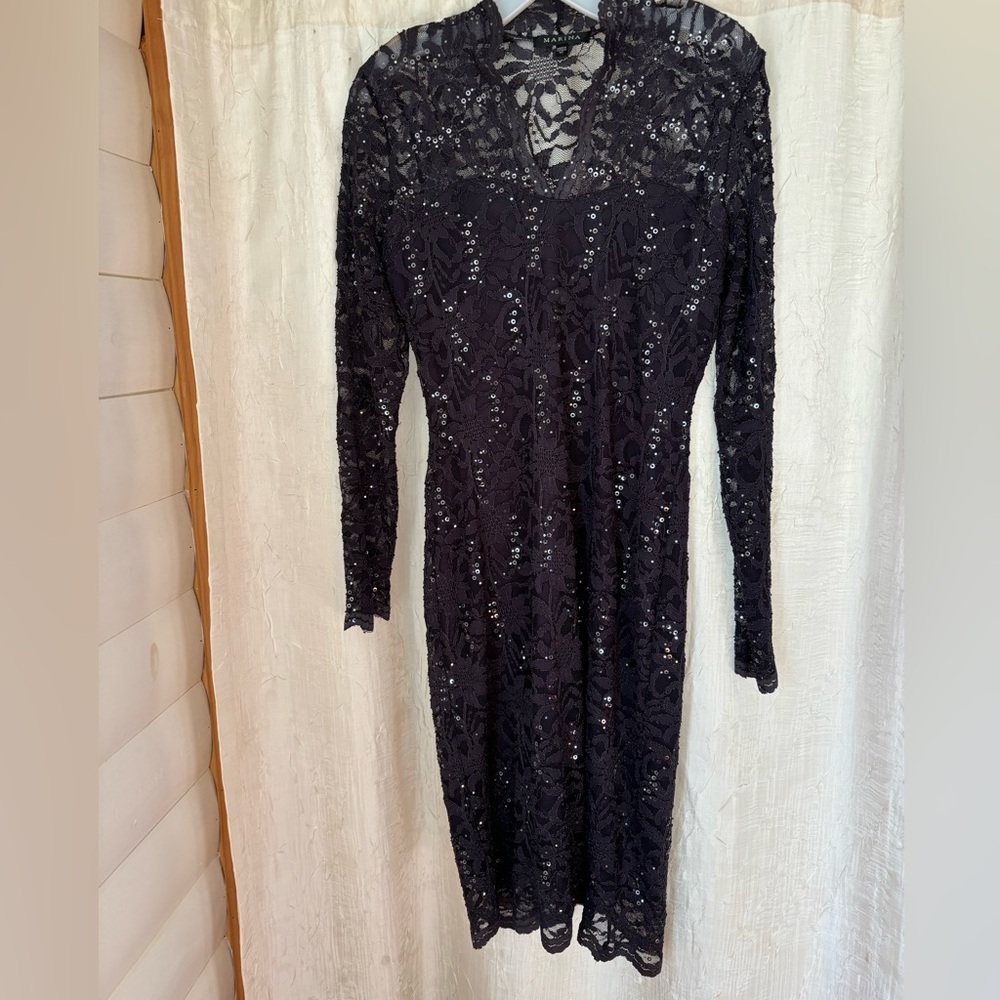 Marina Womens Sequins Dress